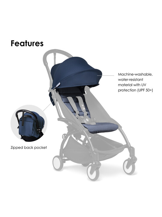 Babyzen YOYO2 Stroller White Frame with Air France Blue 6+ Color Pack image number 6